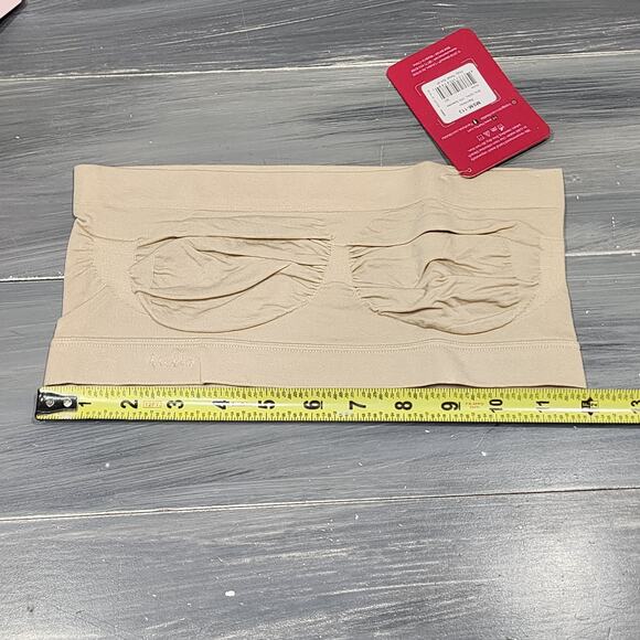 MeMoi SlimMe Strapless Seamless Bandeau‎ Bra Shaper Beige Size Medium - Picture 6 of 12